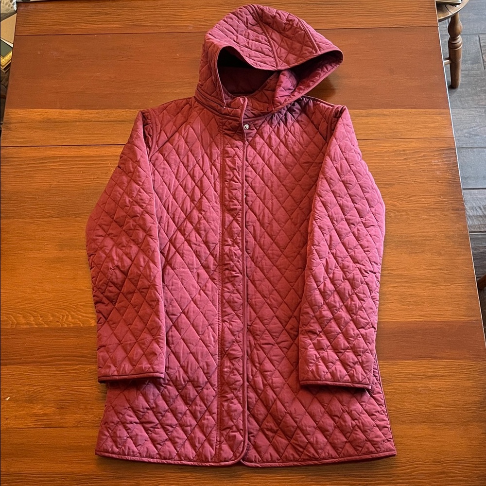 Garnet Hill Essential Quilted Car Coat in Burgundy